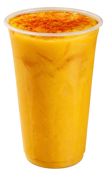 immunity juice Vibrant immunity juice in a clear cup, featuring a rich orange color with a textured surface, emphasizing fresh ingredients like apple, orange, ginger, and cayenne for health benefits.