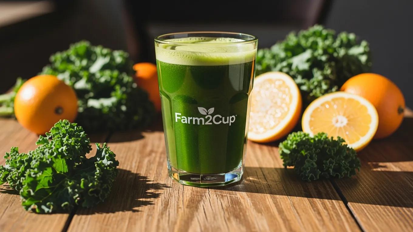 Freshly made juice from Farm2Cup, illustrating the farm-to-cup fairhaven philosophy